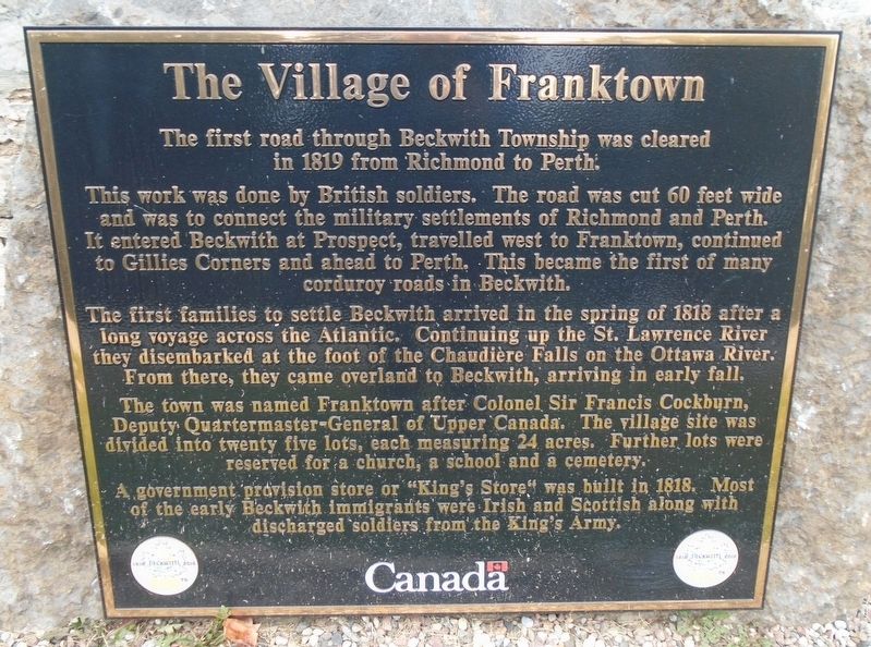 The Village of Franktown Marker image. Click for full size.