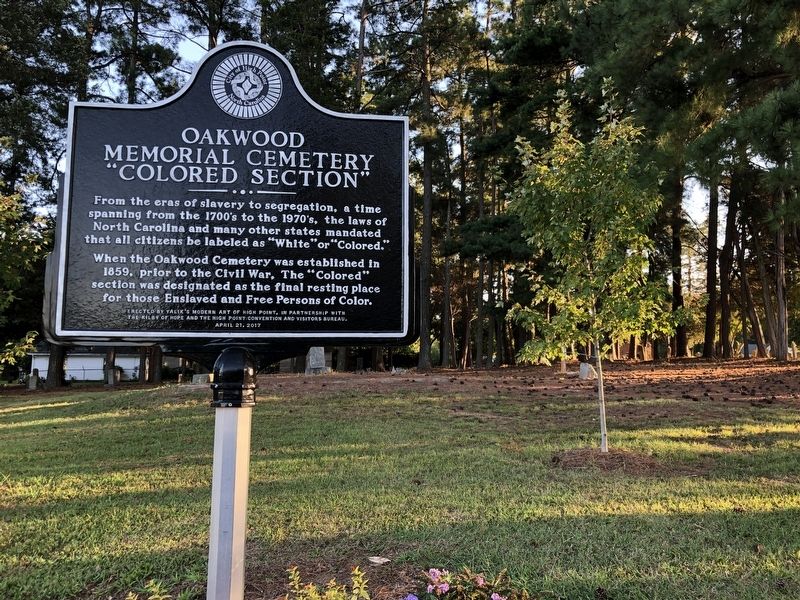 Oakwood Memorial Cemetery �Colored Section� Marker image. Click for full size.