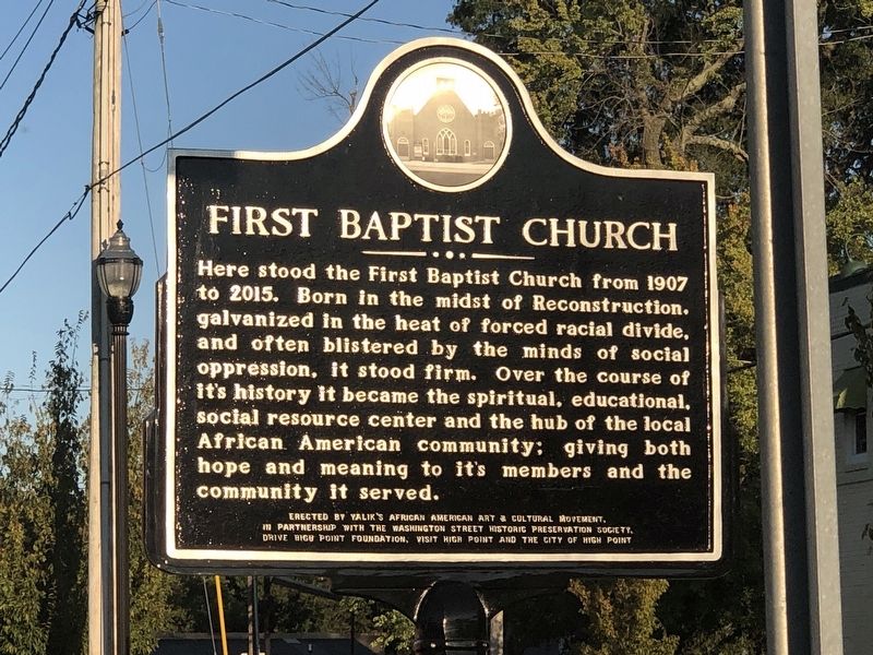 First Baptist Church Marker image. Click for full size.