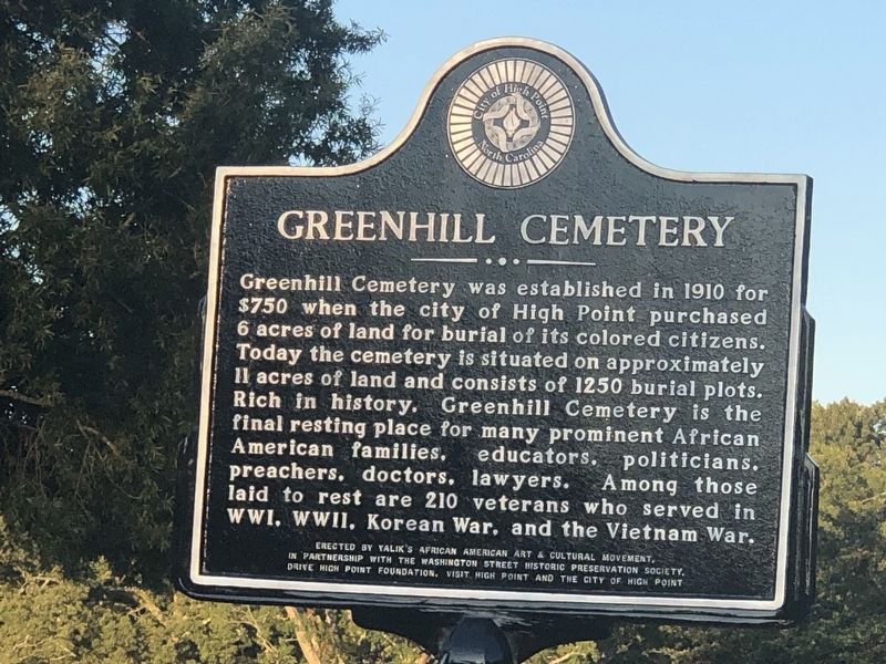 Greenhill Cemetery Marker. Click for full size. Greenhill Cemetery Marker image. Click for full size.