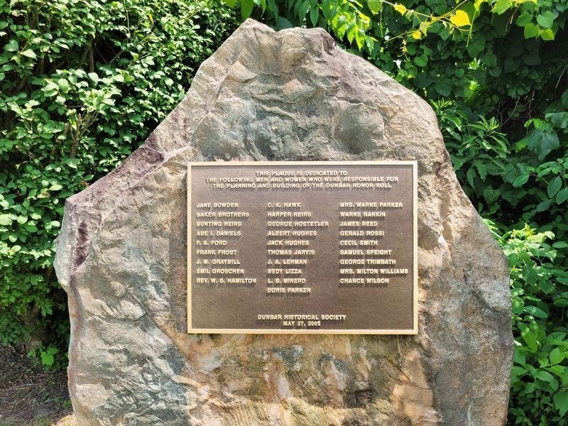 Dunbar Historical Society Plaque. Click for full size. Dunbar Historical Society Plaque image. Click for full size.