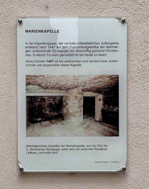 Marienkapelle / Marian Chapel (former synagogue) Marker image. Click for full size.