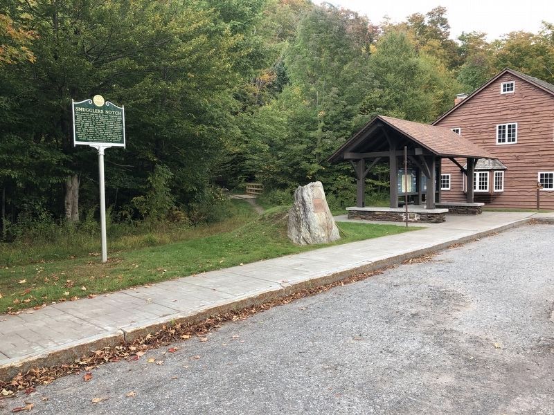 Wideview of Smugglers Notch Marker<br>(next to Barnes Camp Visitor Center) image. Click for full size.
