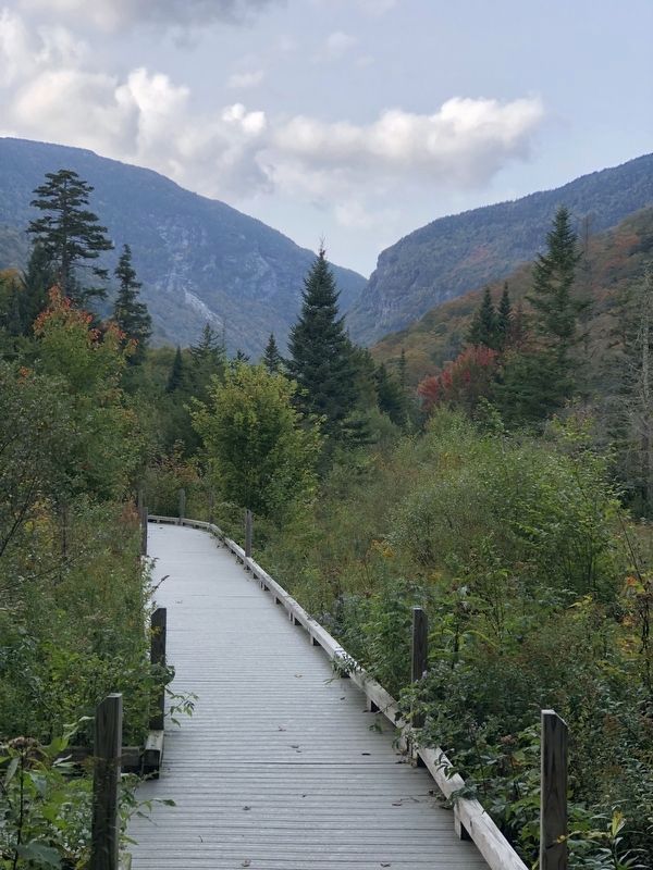 Smugglers Notch<br>(as seen from the boardwalk located steps from the marker). Click for full size. Smugglers Notch<br>(as seen from the boardwalk located steps from the marker) image. Click for full size.