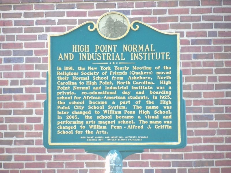 High Point Normal and Industrial Institute Marker image. Click for full size.