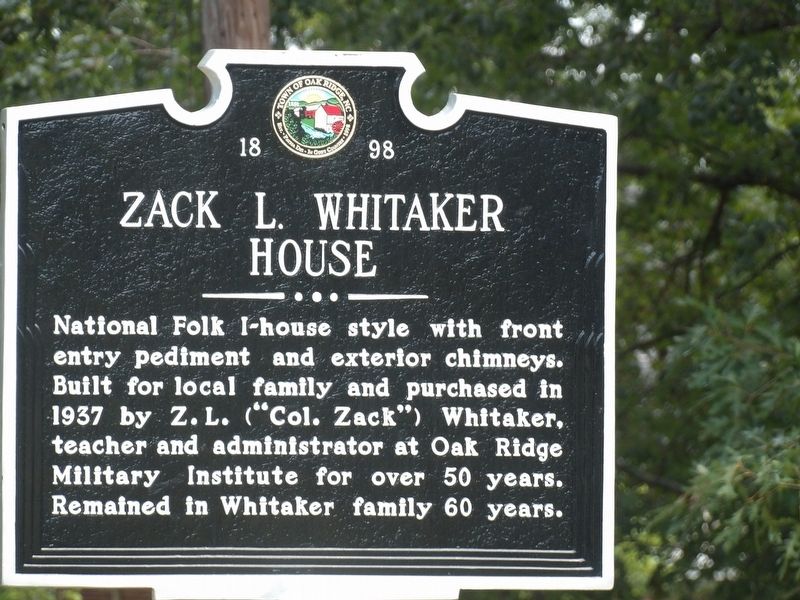 Zack L. Whitaker House Marker image. Click for full size.