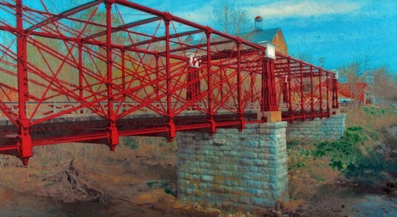Marker detail: Restored Bollman Bridge with two trusses in Maryland image. Click for full size.
