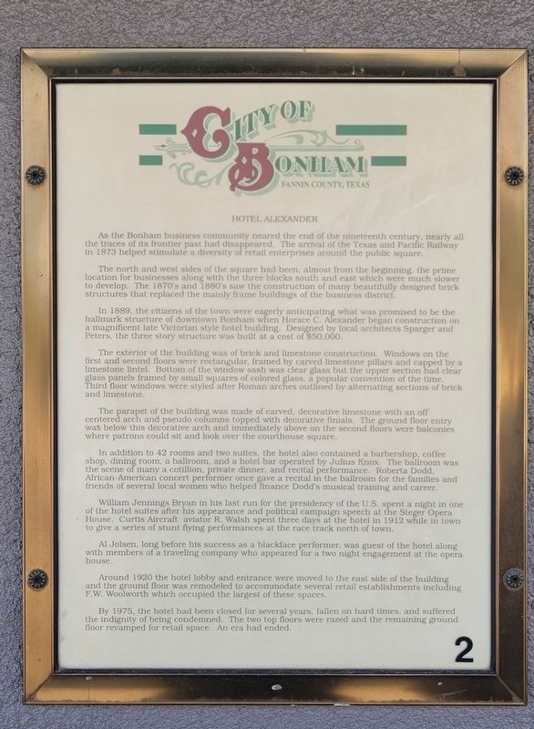 Hotel Alexander Marker. Click for full size. Hotel Alexander Marker image. Click for full size.