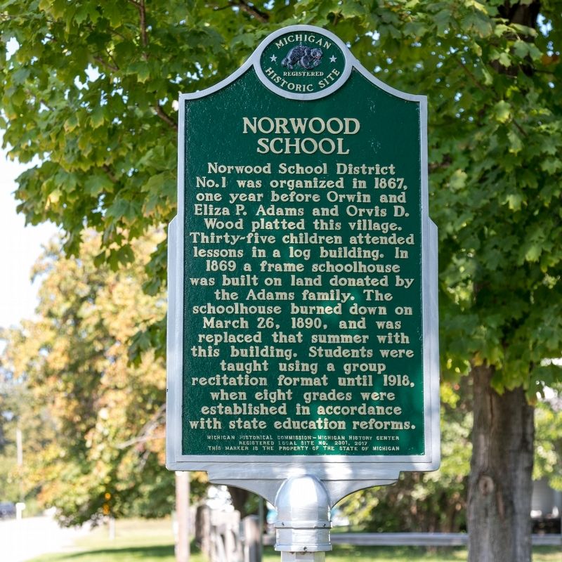 Norwood School Marker, Side One image. Click for full size.