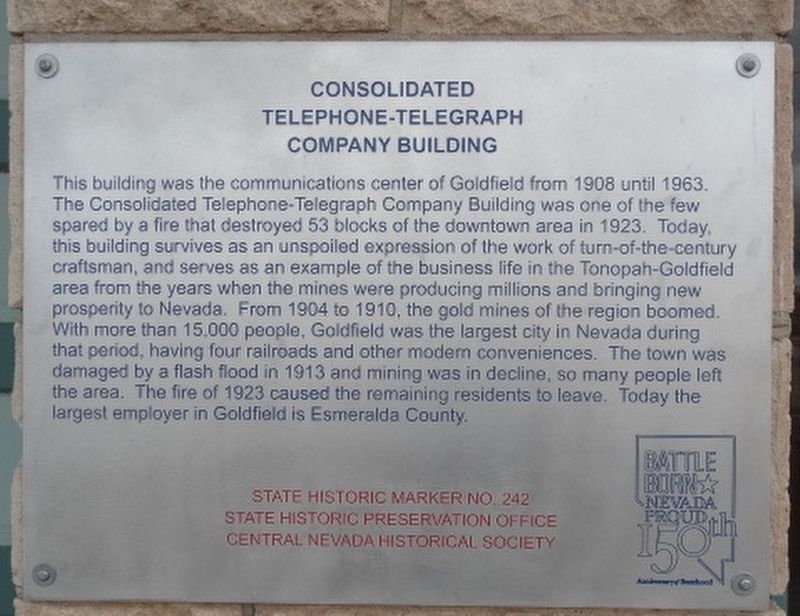 Consolidated Telephone  Telegraph Company Building Marker image. Click for full size.