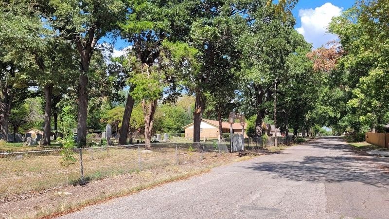 The view of the Inglish Cemetery Marker from the street image. Click for full size.