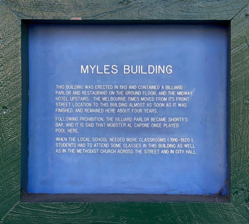 Myles Building Marker. Click for full size. Myles Building Marker image. Click for full size.