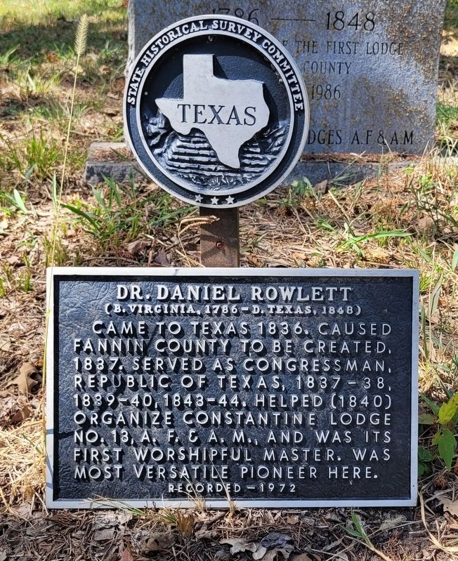 Dr. Daniel Rowlett Marker. Click for full size. Dr. Daniel Rowlett Marker image. Click for full size.