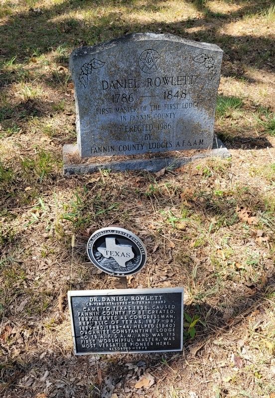 Dr. Daniel Rowlett Gravestone and Marker. Click for full size. Dr. Daniel Rowlett Gravestone and Marker image. Click for full size.