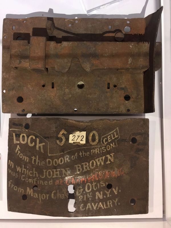 Lock Plate and Lock from John Browns Jail Cell, Charles Town, Virginia image. Click for full size.