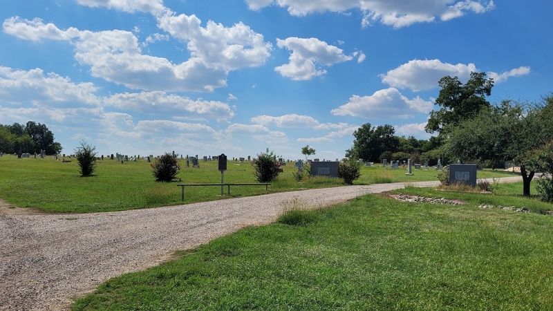 The view of the Gober Cemetery Marker from the street image. Click for full size.