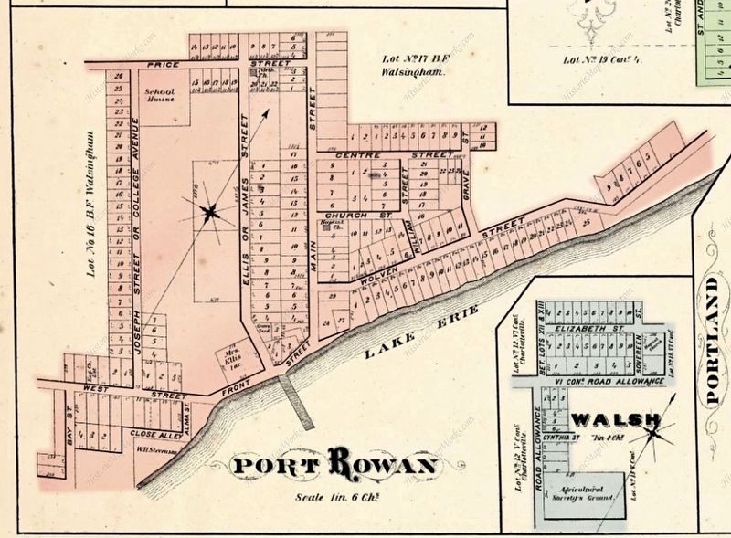 Port Rowan in 1877 image. Click for full size.