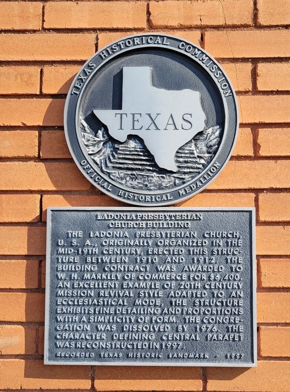 Ladonia Presbyterian Church Building Marker. Click for full size. Ladonia Presbyterian Church Building Marker image. Click for full size.