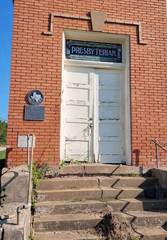 The entrance to the Ladonia Presbyterian Church Building and Marker image. Click for full size.