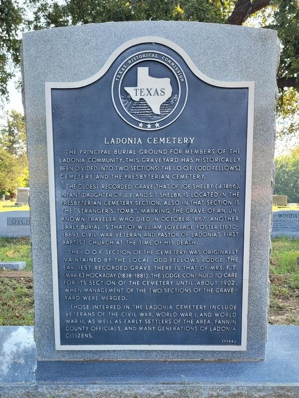 Ladonia Cemetery Marker image. Click for full size.
