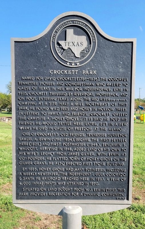 Crockett Park Marker image. Click for full size.