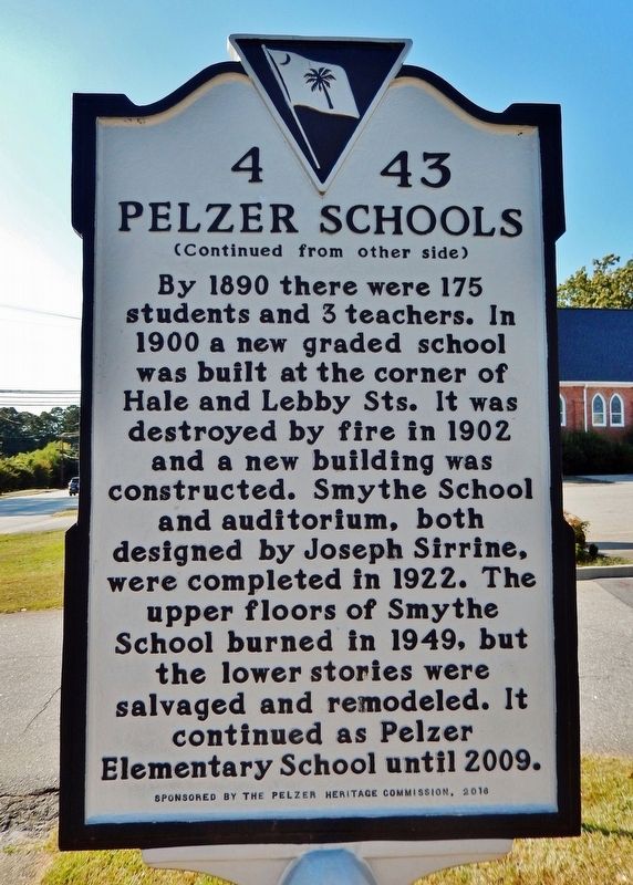 Pelzer Schools Marker (<i>side 2</i>) image. Click for full size.