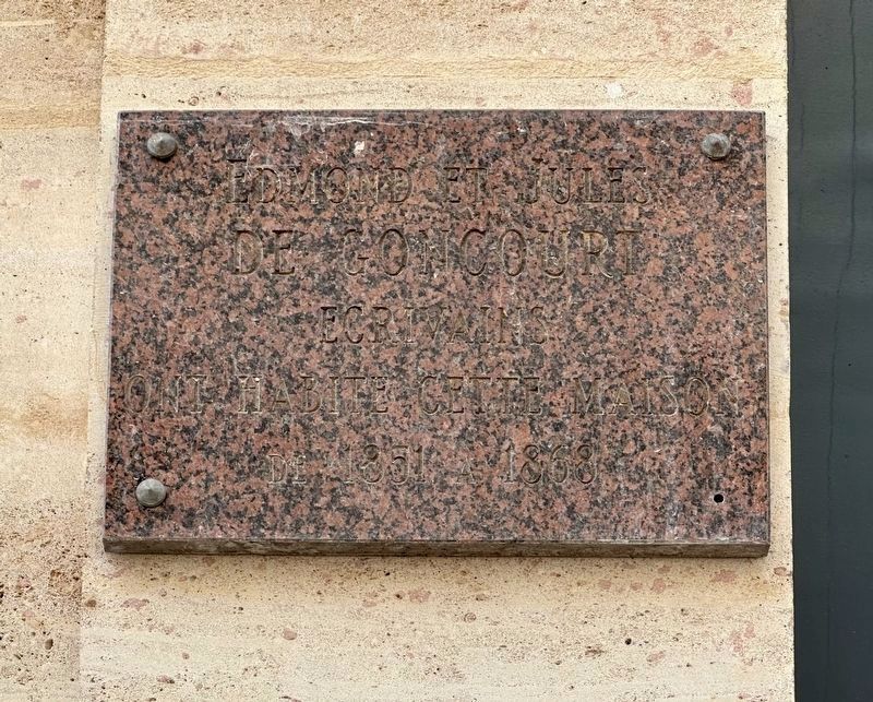 Edmond and Jules de Goncourt Marker. Click for full size. Edmond and Jules de Goncourt Marker image. Click for full size.