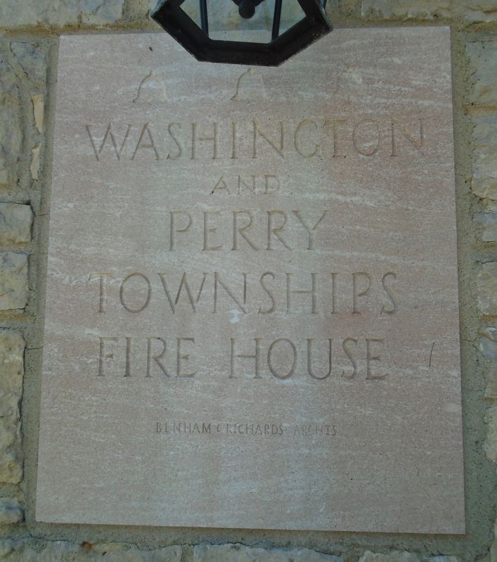 Washington and Perry Townships Fire House Name Stone. Click for full size. Washington and Perry Townships Fire House Name Stone image. Click for full size.