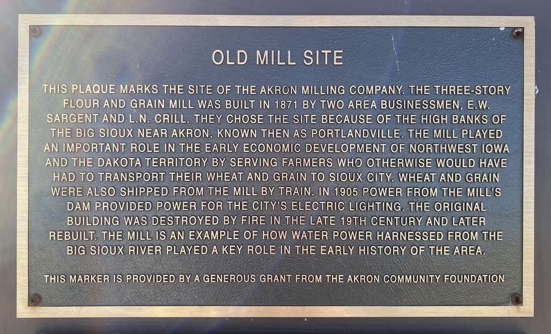 Old Mill Site Marker image. Click for full size.