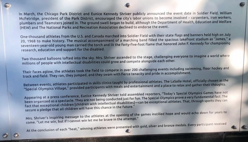 Special Olympics Eternal Flame of Hope Marker, Panel 2. Click for full size. Special Olympics Eternal Flame of Hope Marker, Panel 2 image. Click for full size.