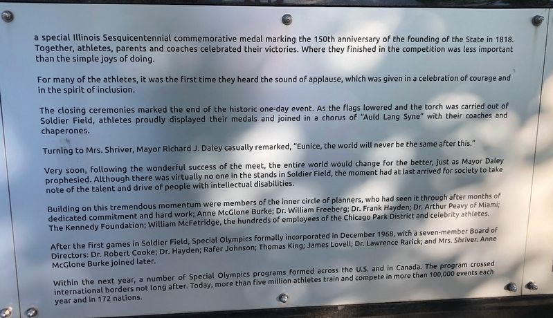 Special Olympics Eternal Flame of Hope Marker, Panel 3. Click for full size. Special Olympics Eternal Flame of Hope Marker, Panel 3 image. Click for full size.