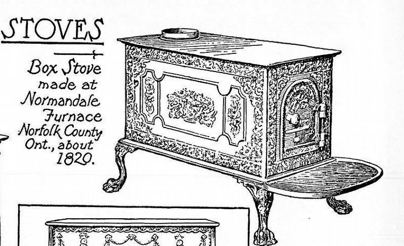 Example of a box stove made at the Normandale Blast Furnace, ca 1820 image. Click for full size.