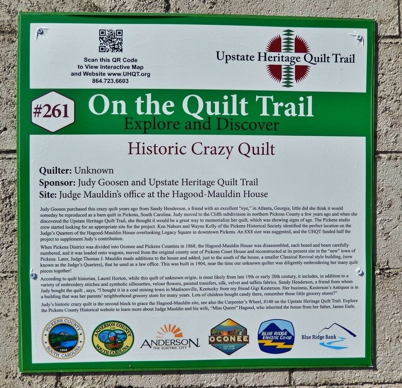 Historic Crazy Quilt Marker image. Click for full size.