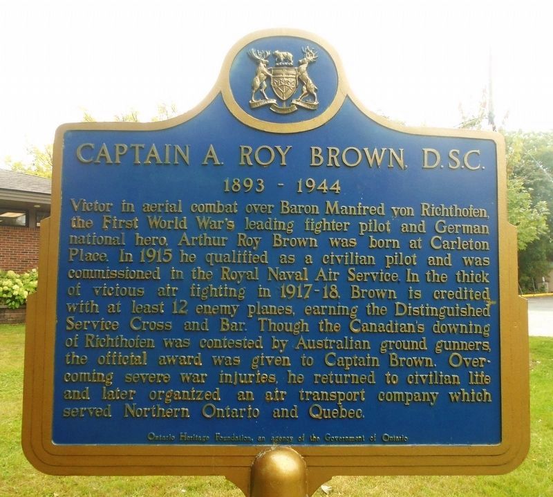 Captain A. Roy Brown, D.S.C. Marker image. Click for full size.