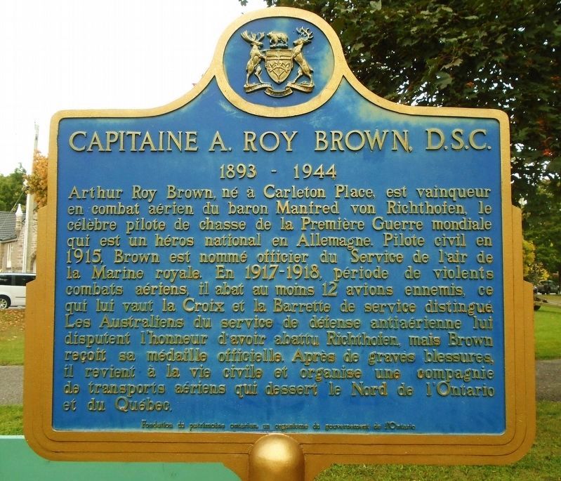 Capitaine A. Roy Brown, D.S.C. Marker image. Click for full size.