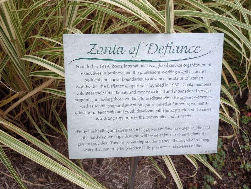 Zonta of Defiance Marker. Click for full size. Zonta of Defiance Marker image. Click for full size.