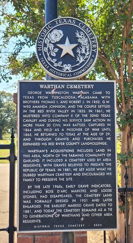 Warthan Cemetery Marker image. Click for full size.