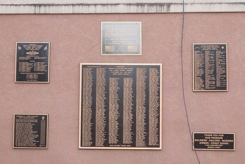 Co. B 142nd Infantry 36th Division Memorial Wall in Nitro WV. Click for full size. Co. B 142nd Infantry 36th Division Memorial Wall in Nitro WV image. Click for full size.