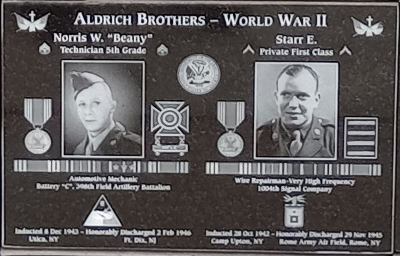 Aldrich Brothers - World War II Marker. Click for full size. Aldrich Brothers - World War II Marker image. Click for full size.