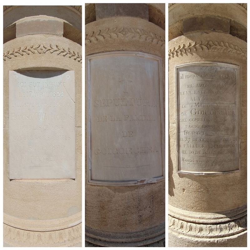 Francisco Goya Cenotaph Marker Additional Inscriptions image. Click for full size.