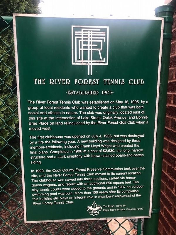 The River Forest Tennis Club Marker. Click for full size. The River Forest Tennis Club Marker image. Click for full size.