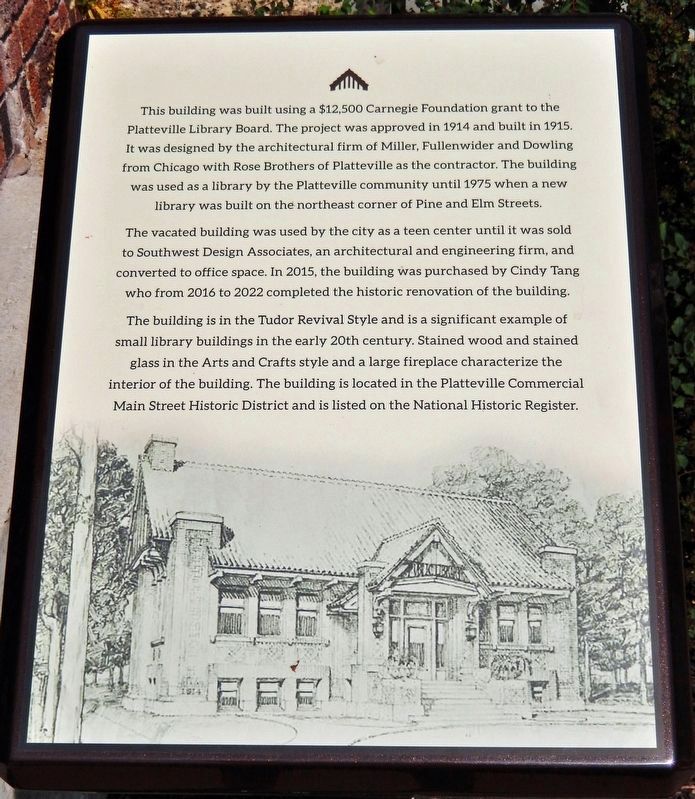Platteville Carnegie Library Marker image. Click for full size.