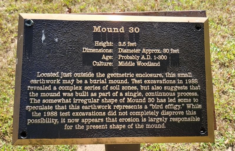 Mound 30 Marker. Click for full size. Mound 30 Marker image. Click for full size.