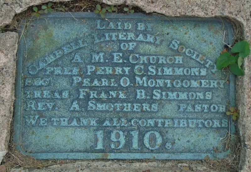 Bethel A.M.E. Church Cambell Literary Society 1910 Marker image. Click for full size.