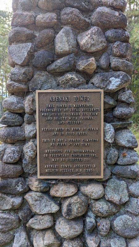 Abenaki Tower entrance plaque. Click for full size. Abenaki Tower entrance plaque image. Click for full size.