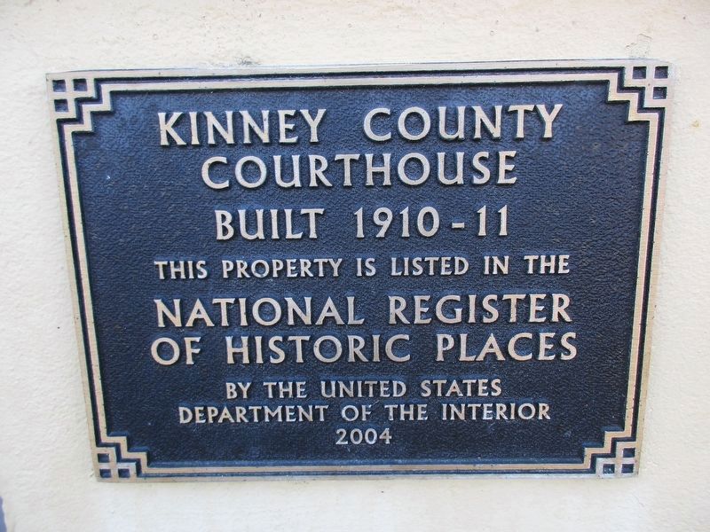Kinney County Courthouse National Register of Historic Places plaque image. Click for full size.