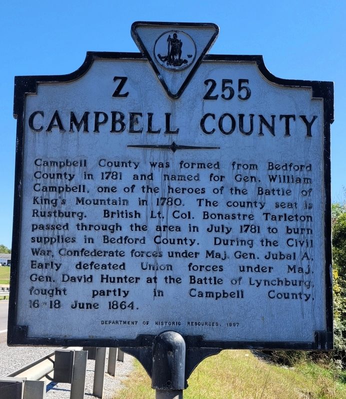Bedford County / Campbell County Marker - Reverse Side image. Click for full size.