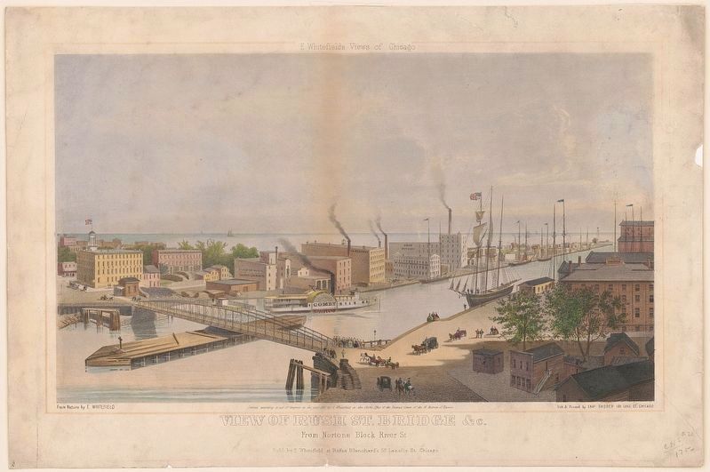 View of Rush St. Bridge &c. (circa 1860) image. Click for full size.