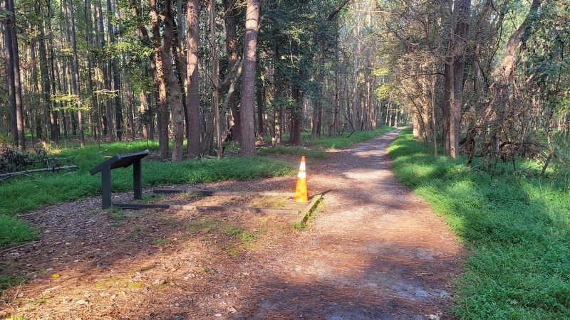 The United States Military Railroad Marker along the hiking trail image. Click for full size.
