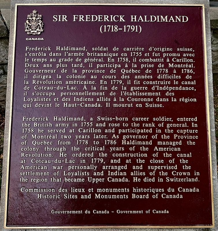 Sir Frederick Haldimand Marker image. Click for full size.